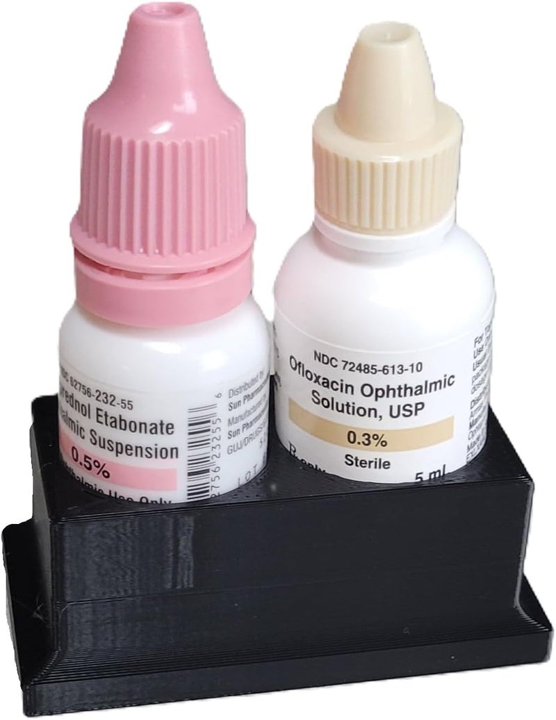 Znet3D Eye Drop Bottle Organizer, 2-Slot Stand (Black) - Image 2